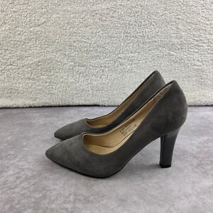 Boston Design Studio Gry Faux Suede Pointed Toe Pumps High Heels 90061 SLTL 6.5M